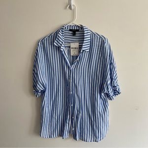 Forever 21 blue/white striped button down shirt